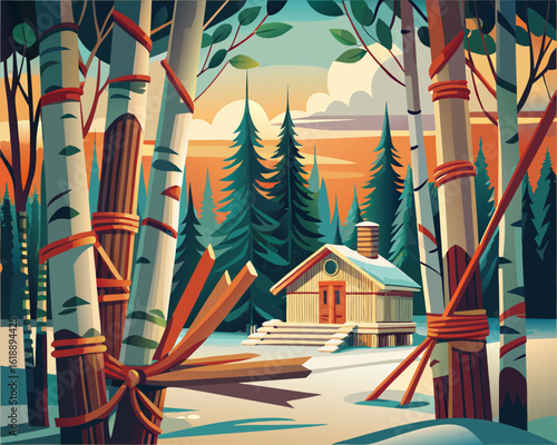Relaxing Sauna Vector Collection – Wellness, Spa and Steam Bath Concepts