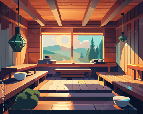 Relaxing Sauna Vector Collection – Wellness, Spa and Steam Bath Concepts
