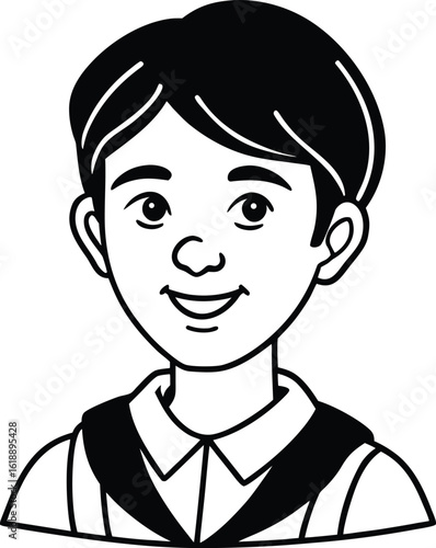 student avatar flat vector line art white background gentle smile