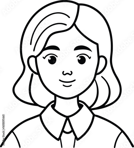 student avatar flat vector line art white background looking left side