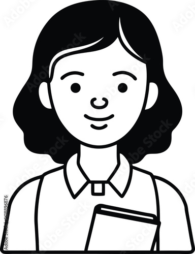 student avatar flat vector line art white background calm mood