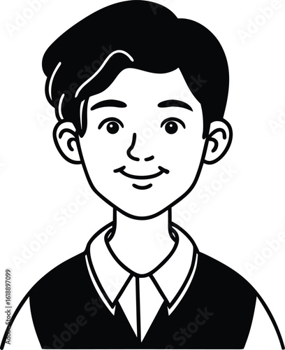 student avatar flat vector line art white background friendly smile