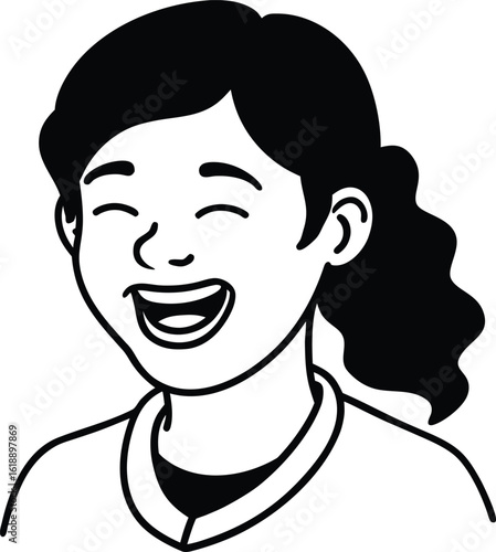 student avatar flat vector line art white background smiling softly