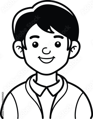 student avatar flat vector line art white background thoughtful look