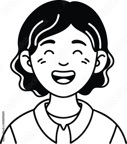 student avatar flat vector line art white background confident smile