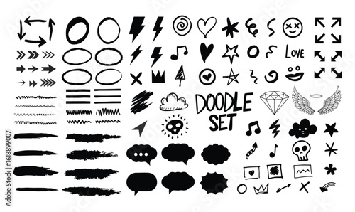 Hand-Drawn Doodle Collection of Abstract Icons and Symbols