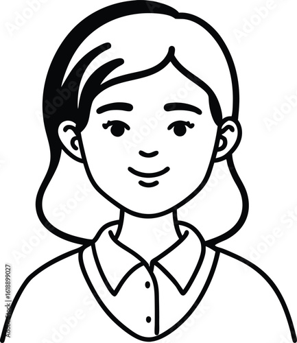 student avatar flat vector line art white background curious eyes