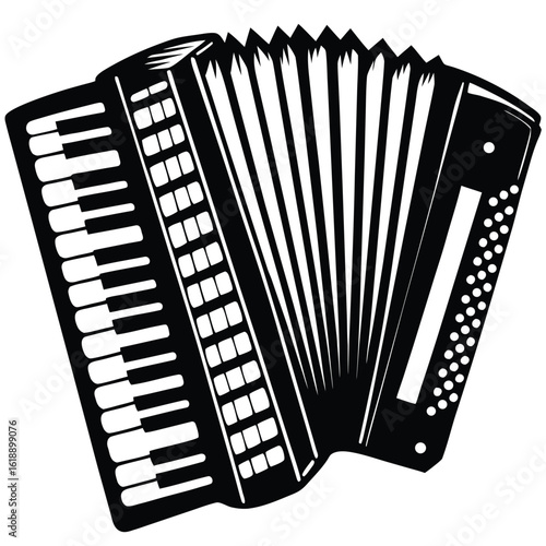 Black accordion musical instrument white keys
