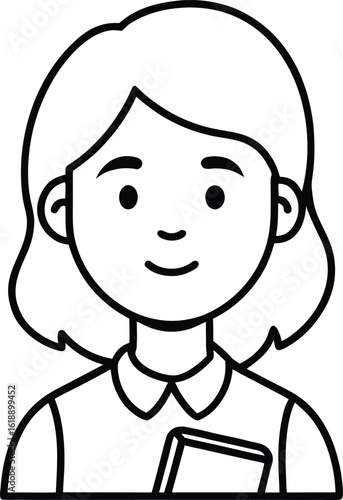 student avatar flat vector line art white background relaxed face