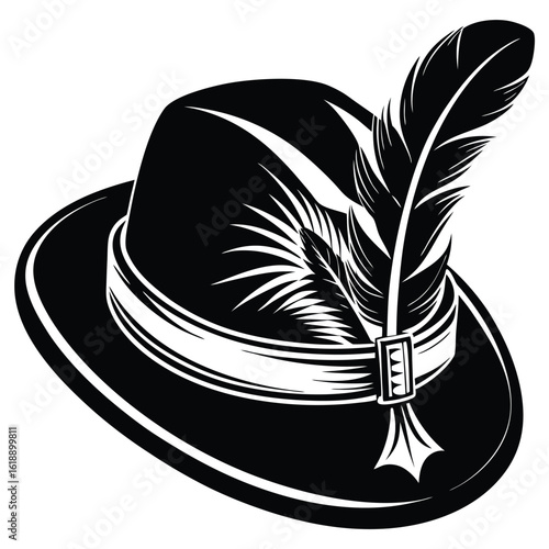Black Tyrolean Hat With Feather alpine