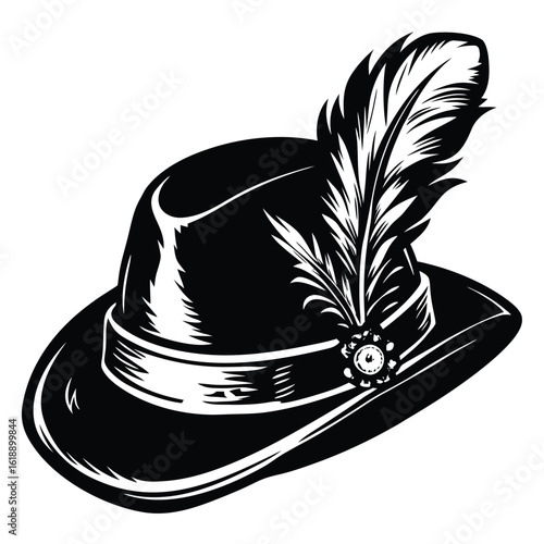 Black Tyrolean Hat with Feather alpine