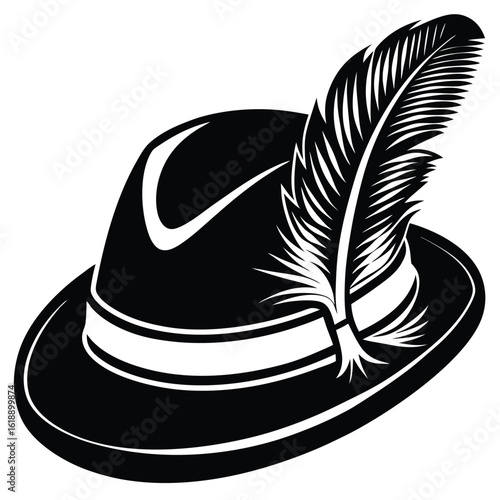 Black Tyrolean Hat With Feather alpine