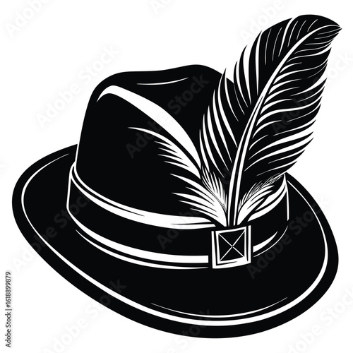 Black Tyrolean hat with feather alpine