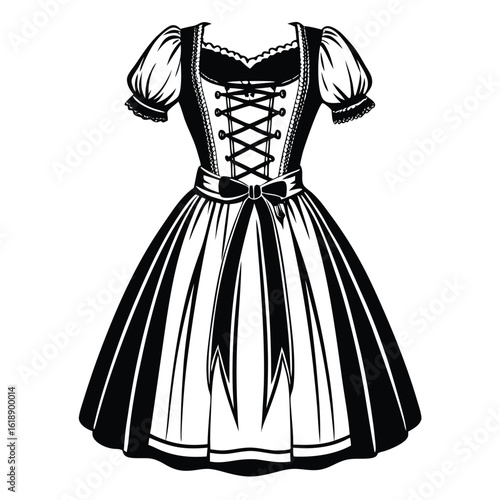 Feminine black dirndl dress white lace