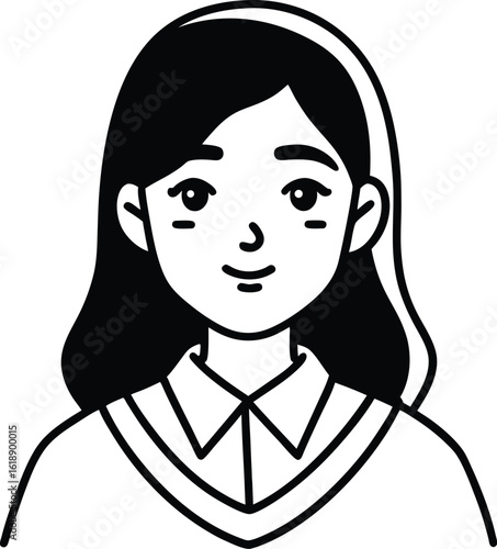 student avatar flat vector line art white background serious look
