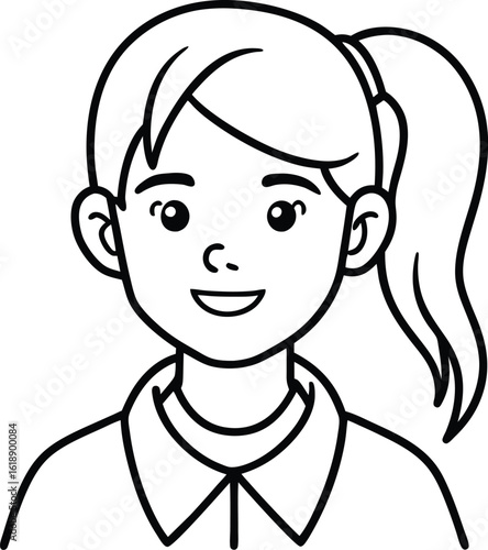 student avatar flat vector line art white background shy smile