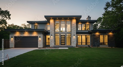 Fototapeta Naklejka Na Ścianę i Meble -  Stylish new luxury home construction exterior residence featuring premium amenities