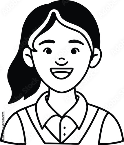 student avatar flat vector line art white background friendly smile