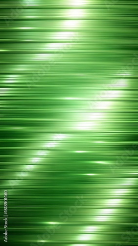 Shiny green chrome surface with neon lighting effect vertical lines forming futuristic energy flow perfect for wallpaper 3D graphics or visual effects in motion design or gaming user interfaces