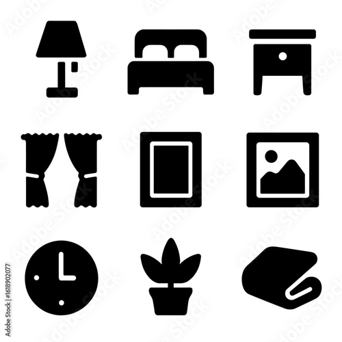 Bedroom Decor Icons.