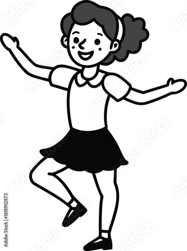 student avatar flat vector line art white background shy smile