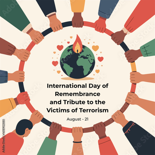 International Day of Remembrance and Tribute to the Victims of Terrorism – Peaceful Candle and Bird Illustration