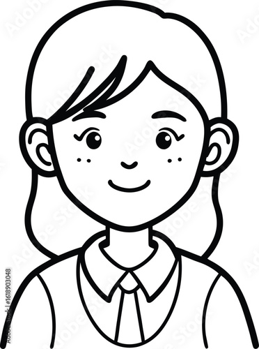 student avatar flat vector line art white background serious expression