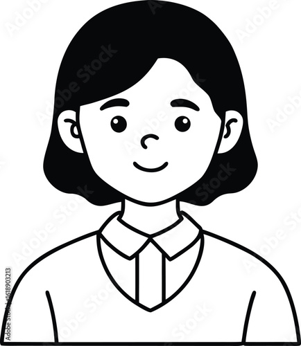 student avatar flat vector line art white background joyful look