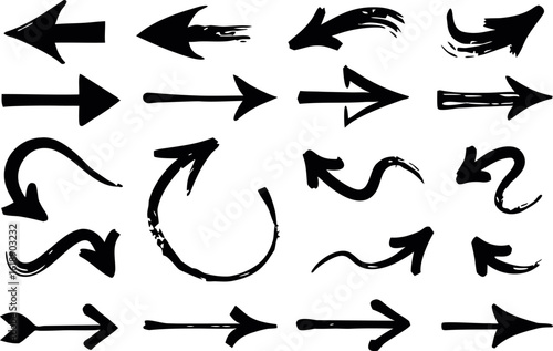 Directional arrows, hand-drawn, pointing in various directions