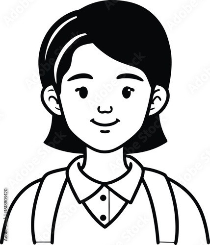 student avatar flat vector line art white background friendly smile