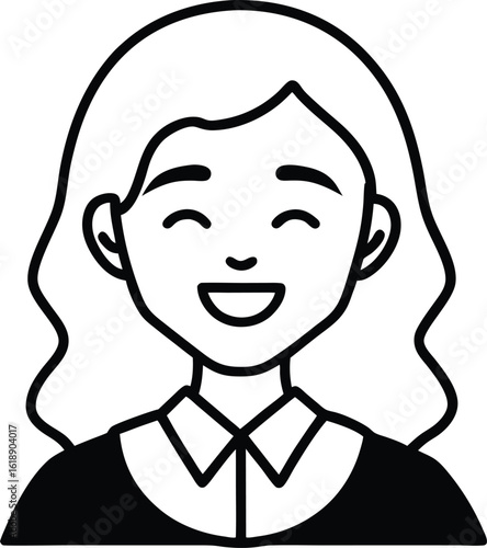 student avatar flat vector line art white background focused look