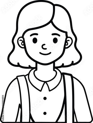 student avatar flat vector line art white background soft smile