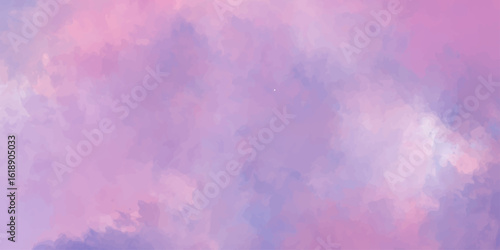Abstract vintage watercolor background with pink and purple cloud patterns, a textured grunge design with aged wall and sky-like illustrations. luminous, paper, fire, wallpaper, space, color, paint.