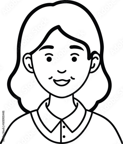 student avatar flat vector line art white background focused look