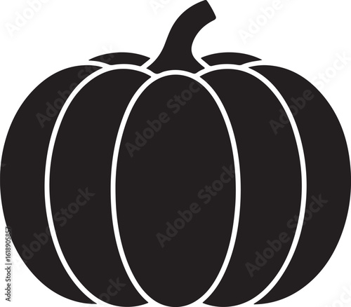 Black pumpkin with white outlines and stem gourd squash