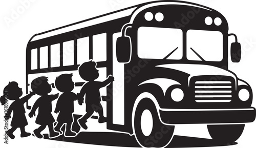 Children boarding school bus transportation