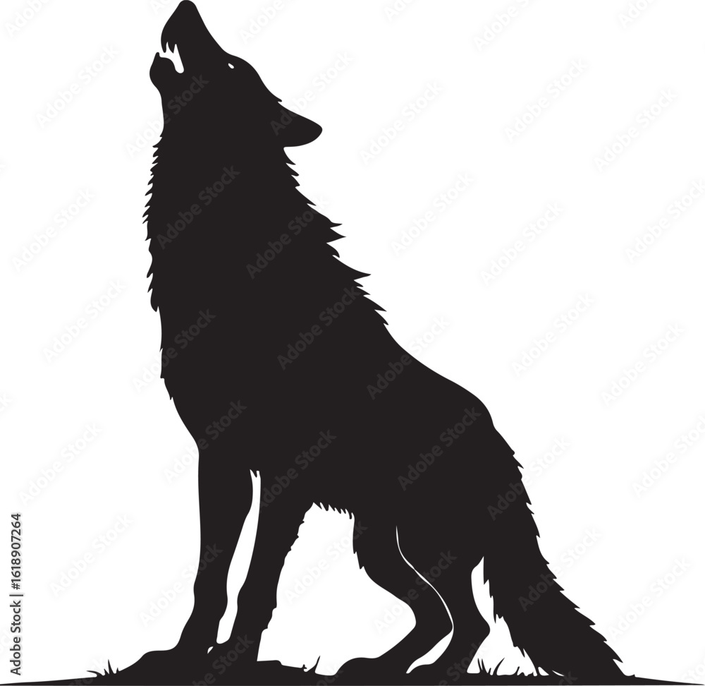 Obraz premium Wolf howling silhouette