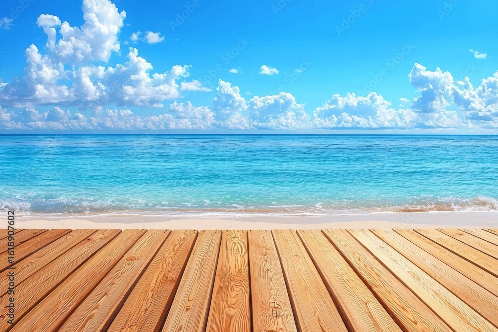 Fototapeta premium Tropical Beach Scene with Wood Pier, sea ,vacation