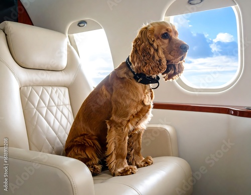 Dog in a private jet