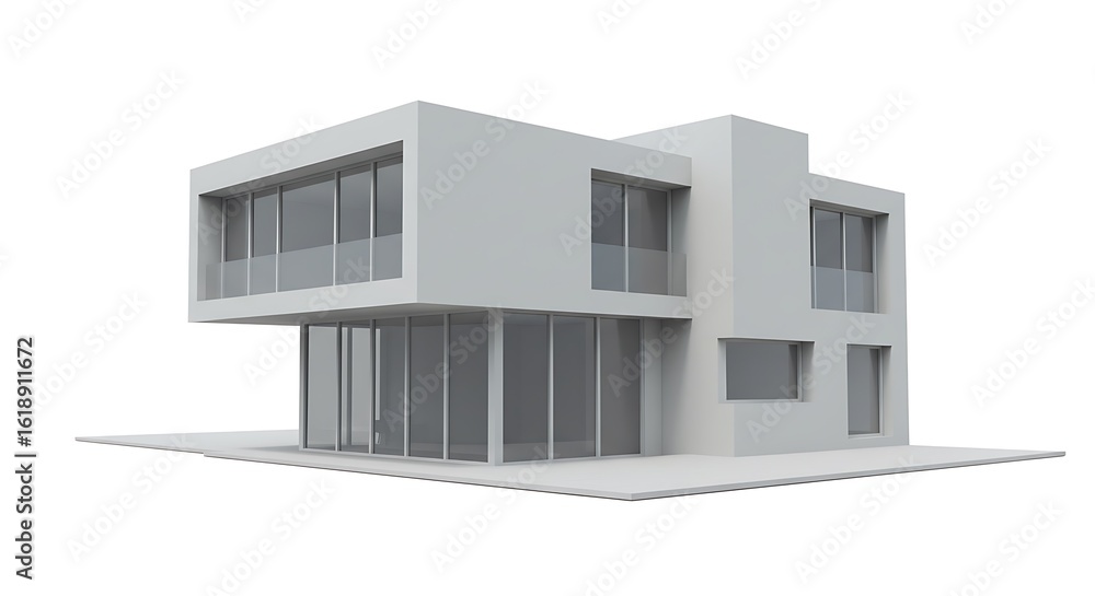 Stunning architecture 3d rendering illustration of modern minimal house on white background architecture with scenic surroundings Stunning architecture 3d rendering illustration of modern minimal house on white background architecture with scenic surroundings