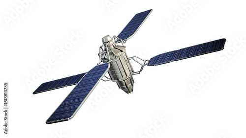 Fototapeta Naklejka Na Ścianę i Meble -  Communication satellite on transparent background. 3D illustration