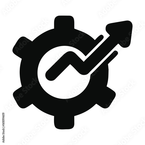 Gear Arrow Graph Icon Represents Business Technology Progress SEO