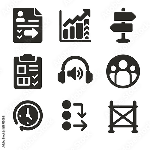Differentiated Instruction Icons. Solid, filled icons set of differentiated instruction techniques: adaptive