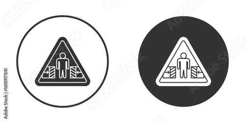Risk of crushing warning signs, flat vector simple element illustration from editable concept