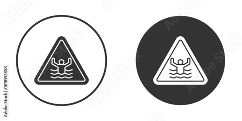 Risk of drowning warning signs, flat vector simple element illustration from editable concept