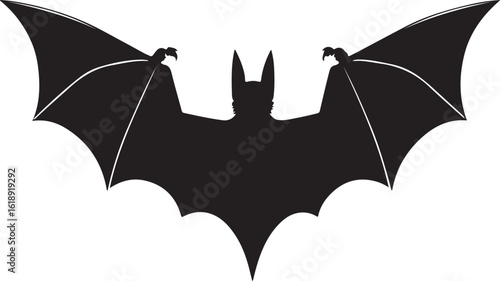 Bat with wings spread silhouette