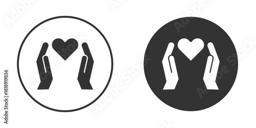 Heart and hands icon, flat vector simple element illustration from editable concept