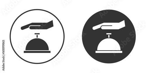 Hand touching service bell icon, flat vector simple element illustration from editable concept