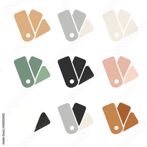 Minimalist Color Icons. Solid, filled icons set of color schemes in minimalist design: warm beige, soft gray,