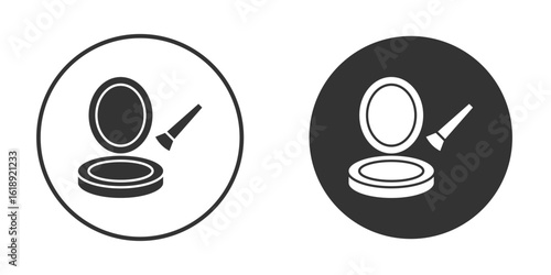 Cosmetic powder with mirror icon, flat vector simple element illustration from editable concept